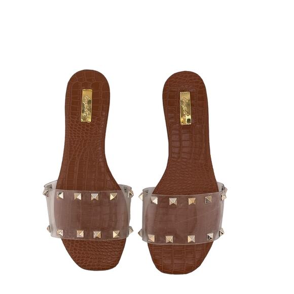 NWOB Qupid Hazy Studded Slide Flat Sandals Size 6.5 - Picture 1 of 8